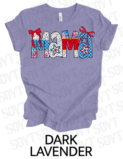 USA Mama 4th of July T-Shirt – Patriotic Red, White & Blue Stars and Stripes Design - Festive Apparel StoreDark Lavender