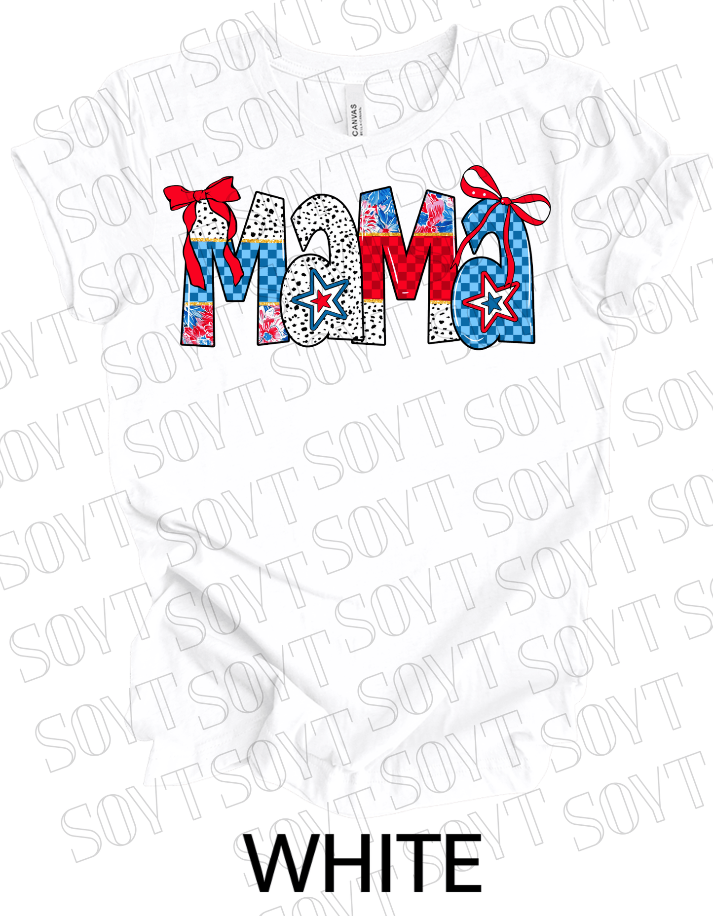 USA Mama 4th of July T-Shirt – Patriotic Red, White & Blue Stars and Stripes Design - Festive Apparel StoreWhite