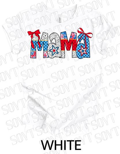 USA Mama 4th of July T-Shirt – Patriotic Red, White & Blue Stars and Stripes Design - Festive Apparel StoreWhite