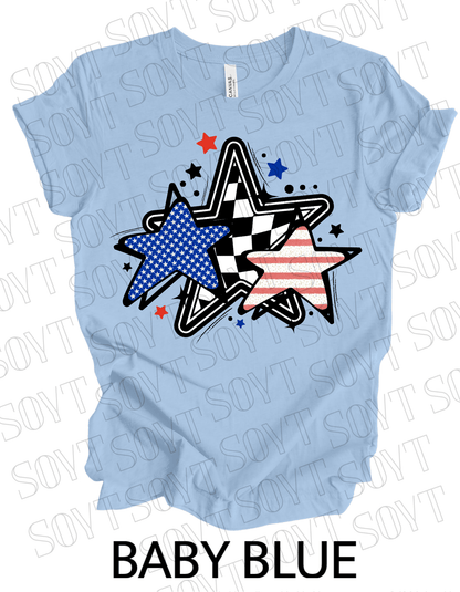 USA Patriotic Stars 4th of July T-Shirt – Comfort Colors® | Made in America - Festive Apparel StoreBaby Blue