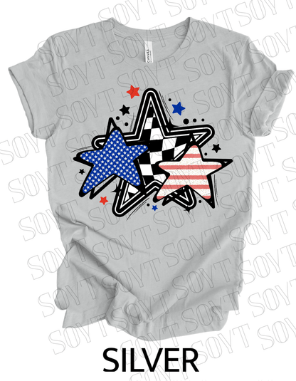 USA Patriotic Stars 4th of July T-Shirt – Comfort Colors® | Made in America - Festive Apparel StoreSilver