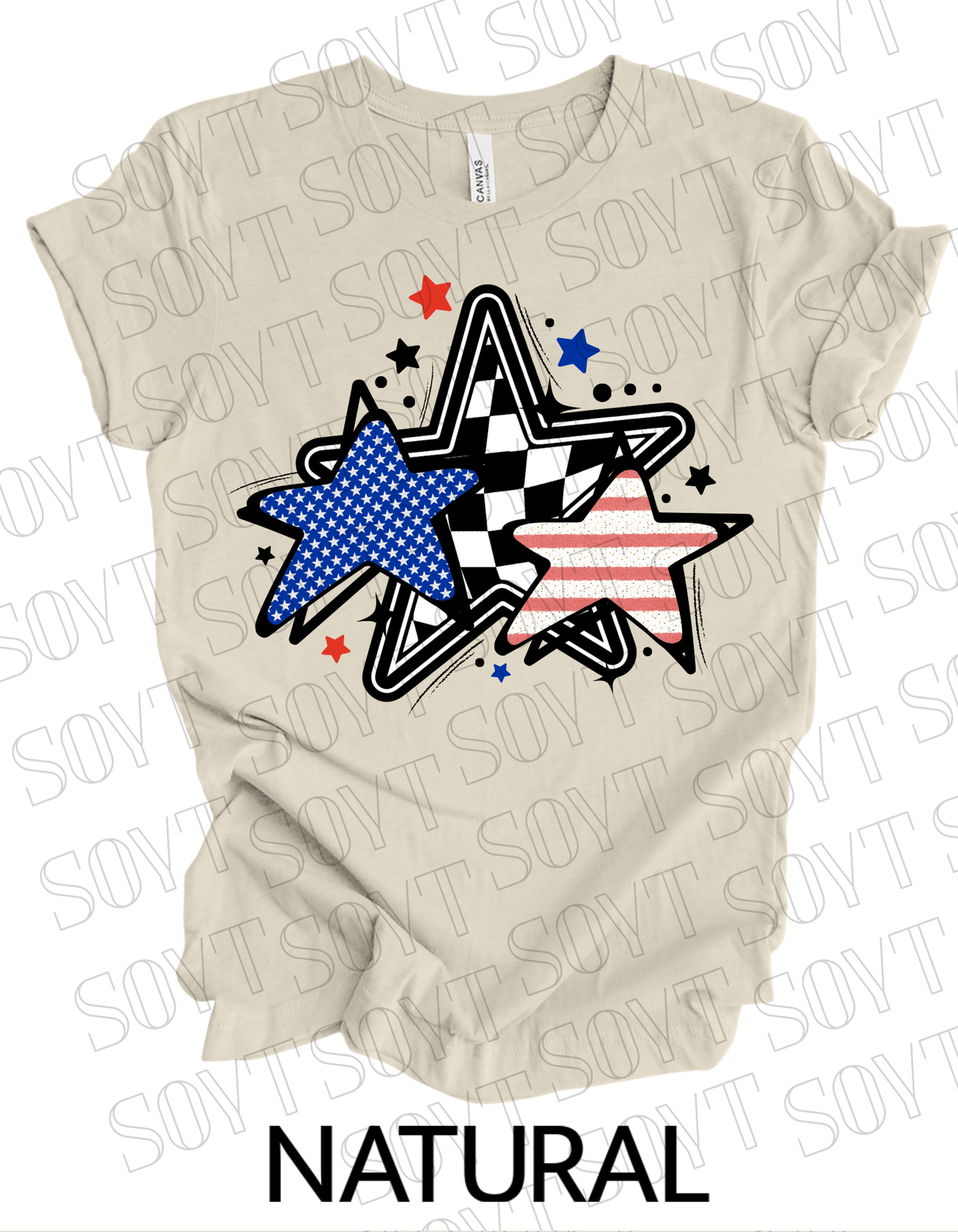 USA Patriotic Stars 4th of July T-Shirt – Comfort Colors® | Made in America - Festive Apparel StoreNatural