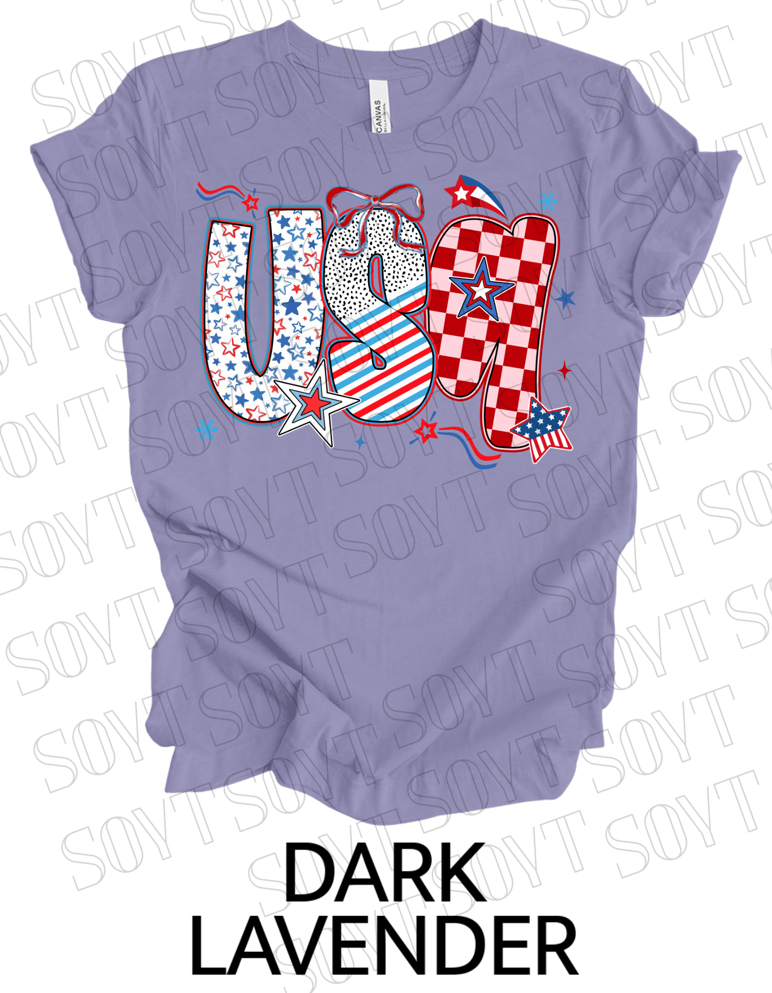 USA Pattern Mix T-Shirt – Bella+Canvas Bold Patriotic Graphic Tee - Festive Apparel StoreDark Lavender