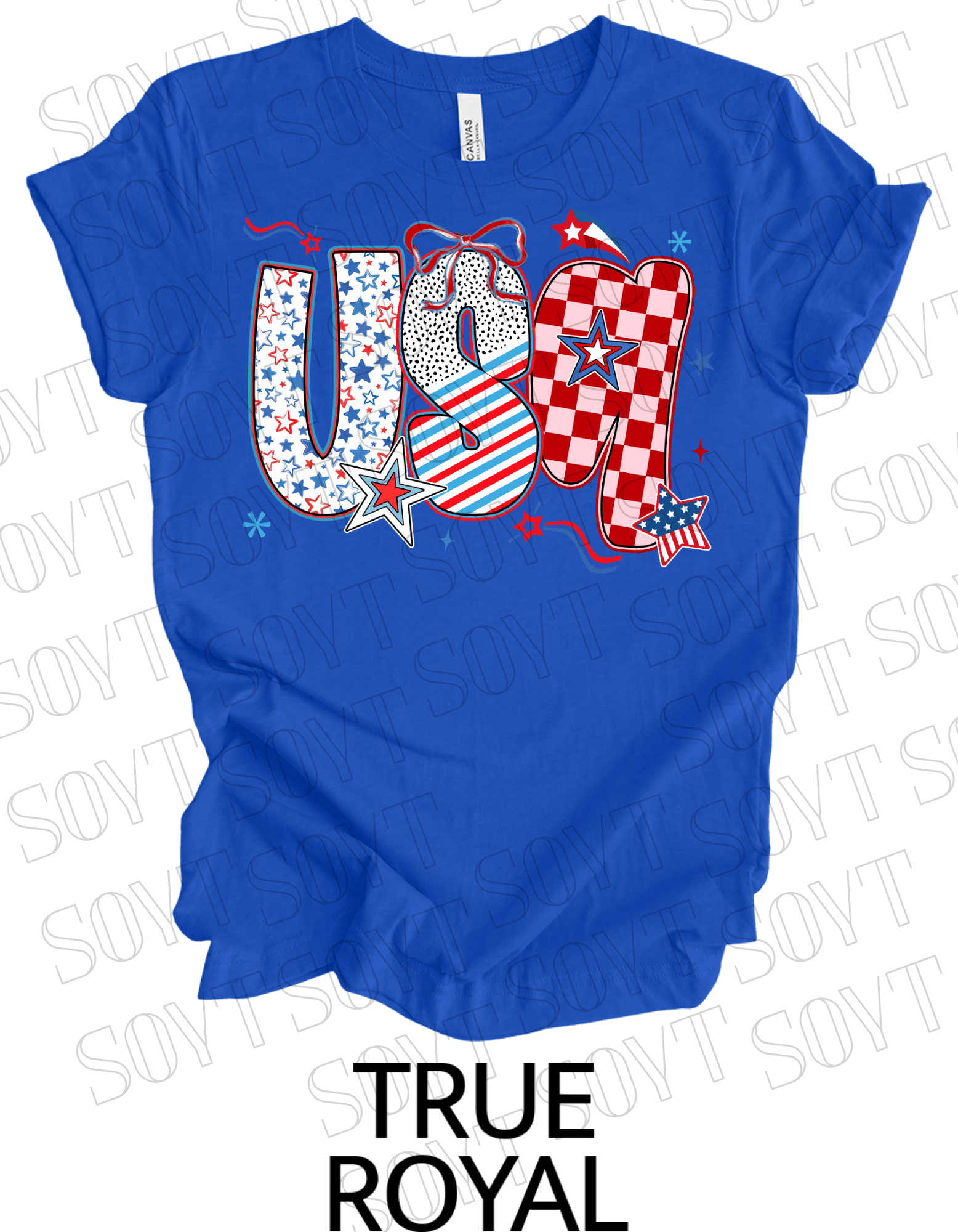 USA Pattern Mix T-Shirt – Bella+Canvas Bold Patriotic Graphic Tee - Festive Apparel StoreRoyal Blue