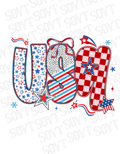 USA Pattern Mix T-Shirt – Bella+Canvas Bold Patriotic Graphic Tee - Festive Apparel StoreRed