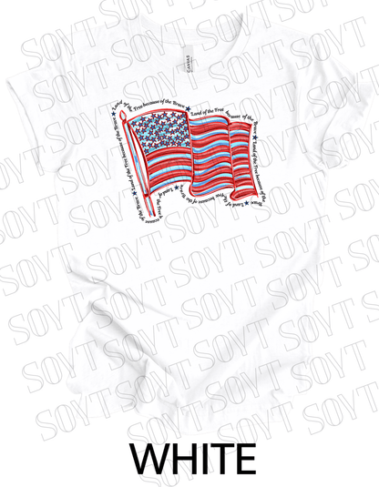 Waving Flag T-Shirt – Land of the Free Because of the Brave USA Tee | Made in USA - Festive Apparel StoreWhite