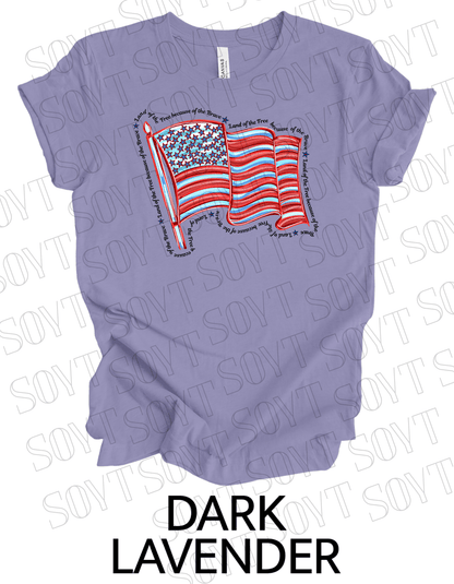 Waving Flag T-Shirt – Land of the Free Because of the Brave USA Tee | Made in USA - Festive Apparel StoreDark Lavender
