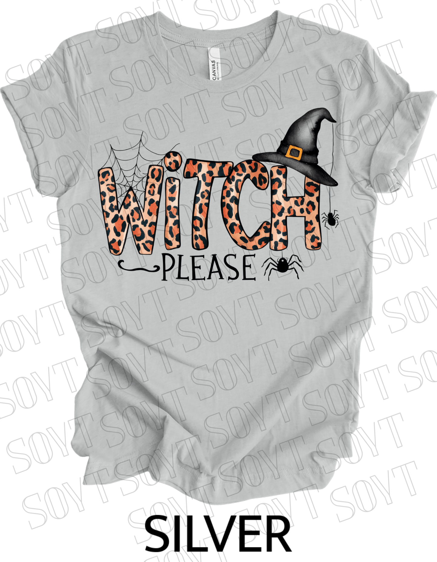 Witch, Please T-Shirt – Leopard Print Halloween Graphic Tee - Festive Apparel StoreSilver